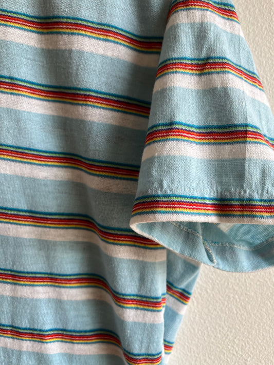 Vintage 1970’s Baby Blue Striped T-Shirt - La Lovely Vintage