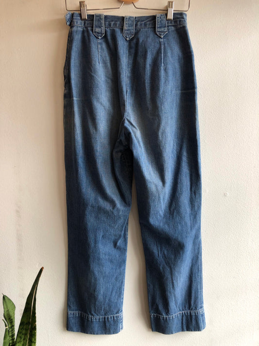 Vintage 1950’s Levi’s Short Horn Side-Zip Denim Jeans - La Lovely Vintage