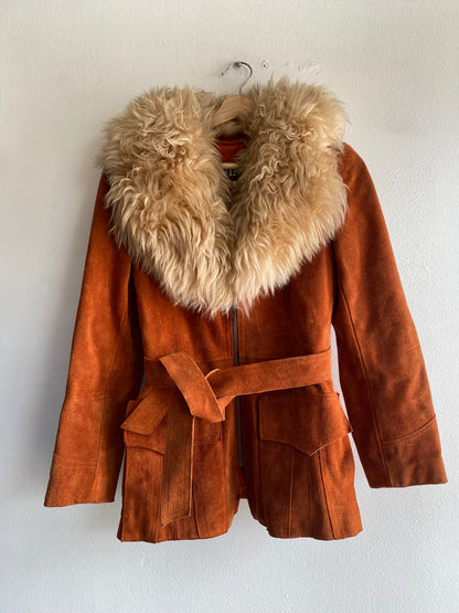 Vintage 70's Burnt Orange Suede Penny Lane Coat