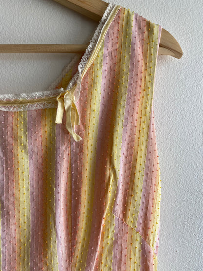 Vintage 40s/50s pinktone striped dropwaist dress - La Lovely Vintage 