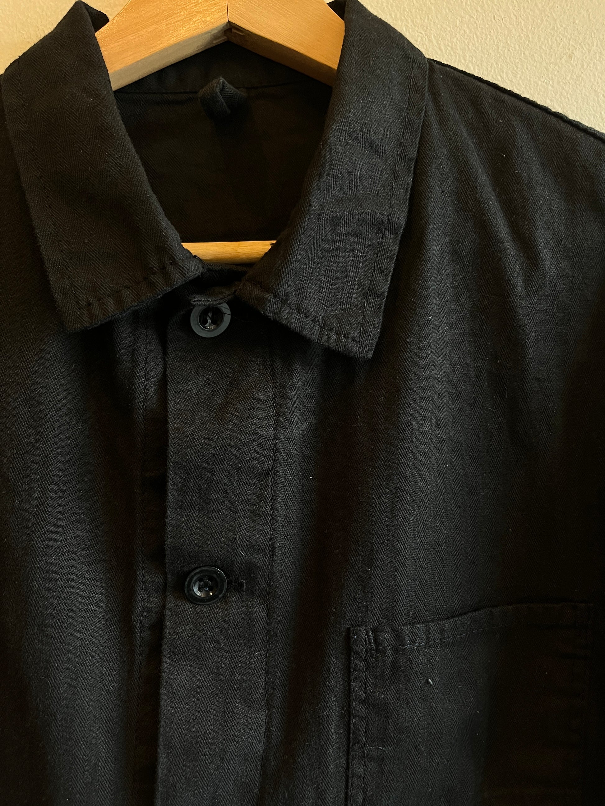 Vintage 1970’s Black HBT French Chore Coat - La Lovely Vintage 