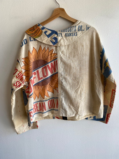 Double Down Vintage - Handmade Zip-Up Feed Sack Jacket