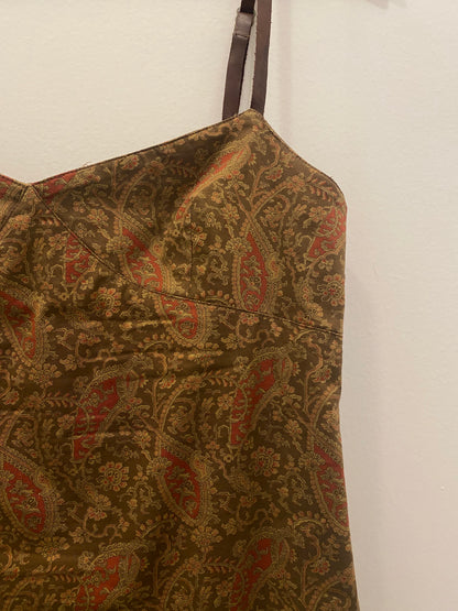 Vintage 90's Ralph Lauren Brown Paisley Mini Dress