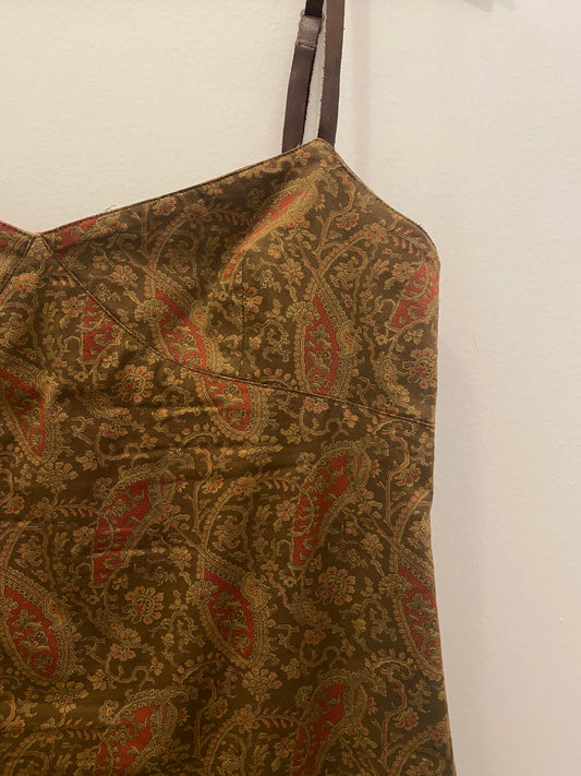 Vintage 90's Ralph Lauren Brown Paisley Mini Dress