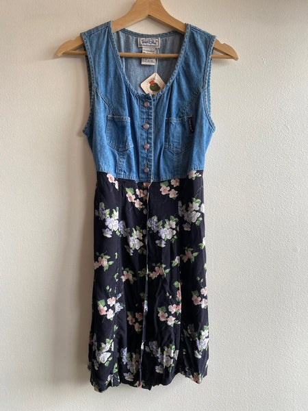 Vintage 90's Denim and Floral Mini Dress