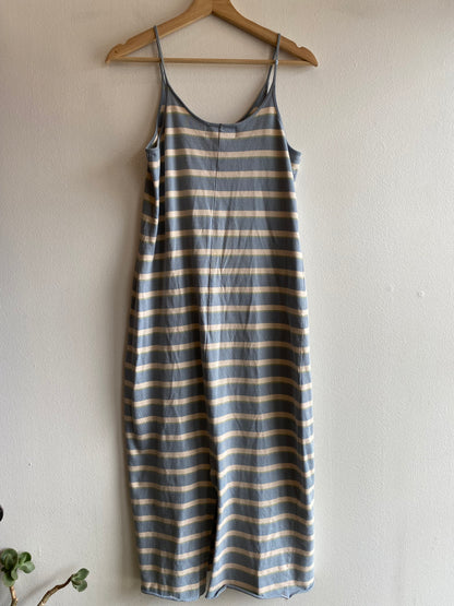 Vintage 90's Blue & White Striped Ralph Lauren Maxi Dress