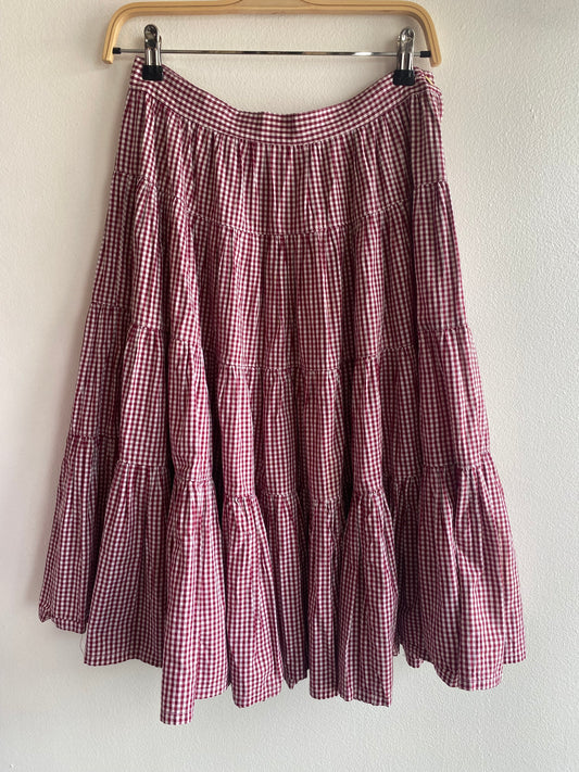 Vintage 1970’s Gingham Side Zip Midi Skirt - La Lovely Vintage 