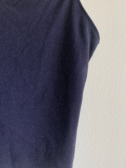 Vintage Y2K City Triangles Navy Glitter Tie Back Top