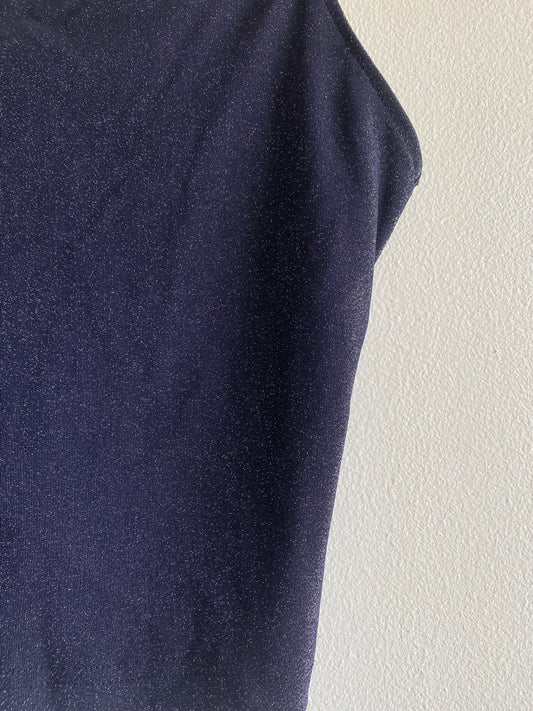 Vintage Y2K City Triangles Navy Glitter Tie Back Top