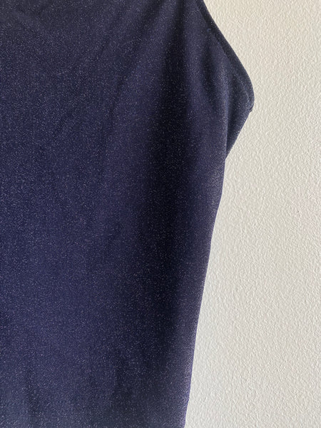 Vintage Y2K City Triangles Navy Glitter Tie Back Top