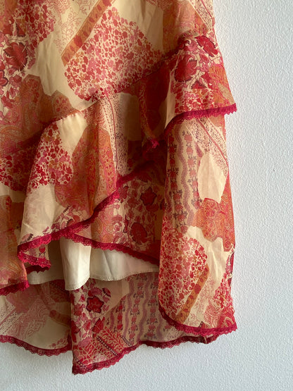 Vintage 90s yellow and orange paisley midi dress - La Lovely Vintage 