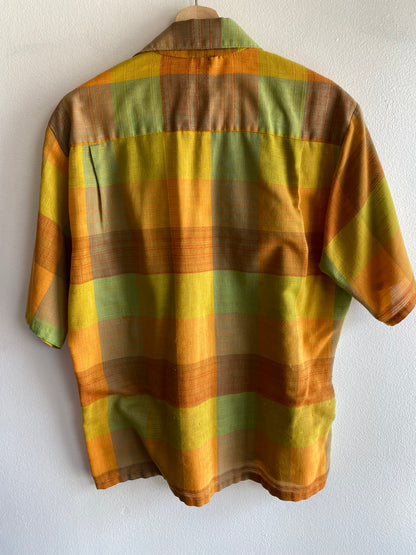 Vintage 1960/70’s Linen Loop Collar Button Up Shirt