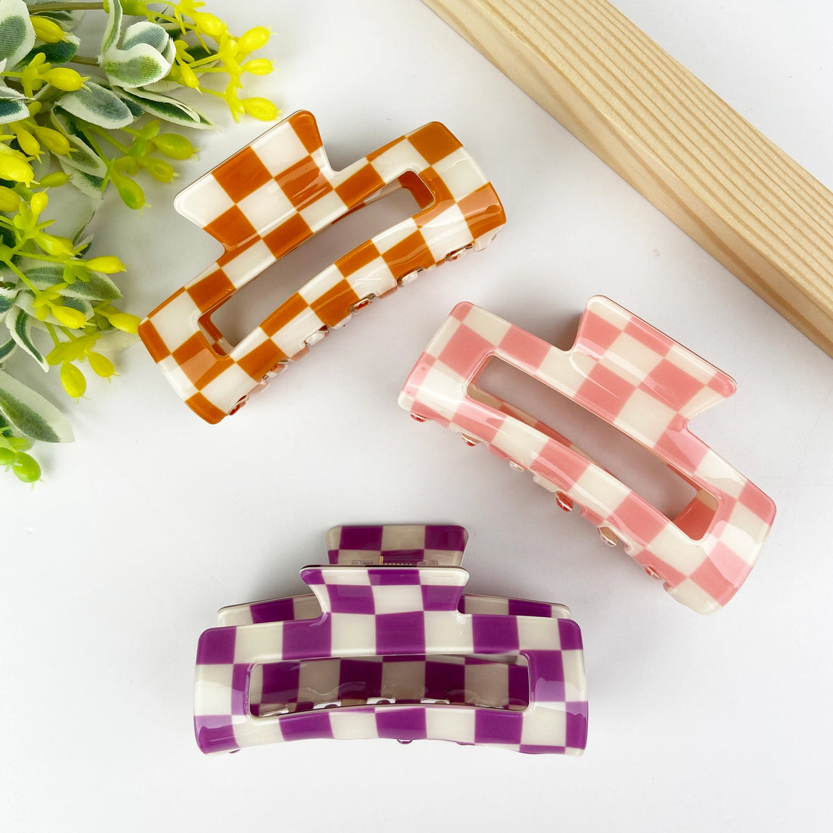 Checkerboard Claw Clip - La Lovely Vintage 