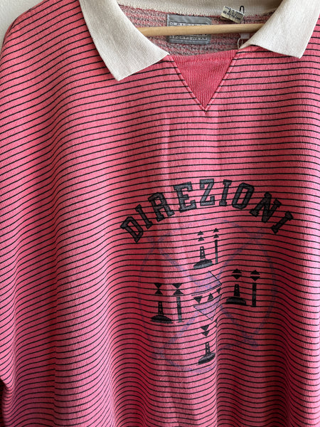 Vintage 1980’s Striped “Direzioni” Striped Collared Sweatshirt