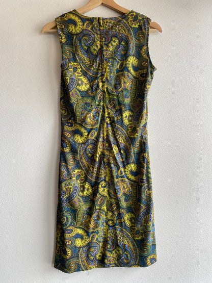 Vintage 60's Green Tone Paisley Mini Dress