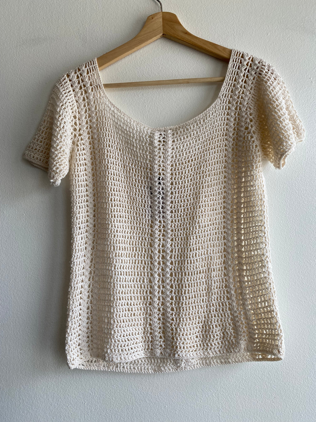 Vintage 70's Maiden Lace Cream Crochet Top
