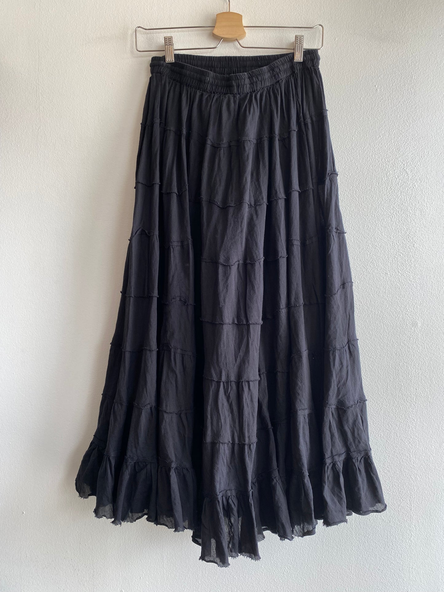 Vintage Jackpot 1990's Black Cotton Maxi Skirt