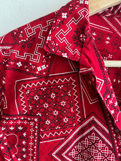 Vintage 1950/60’s Loop Collar Bandana Print Button-Up Shirt