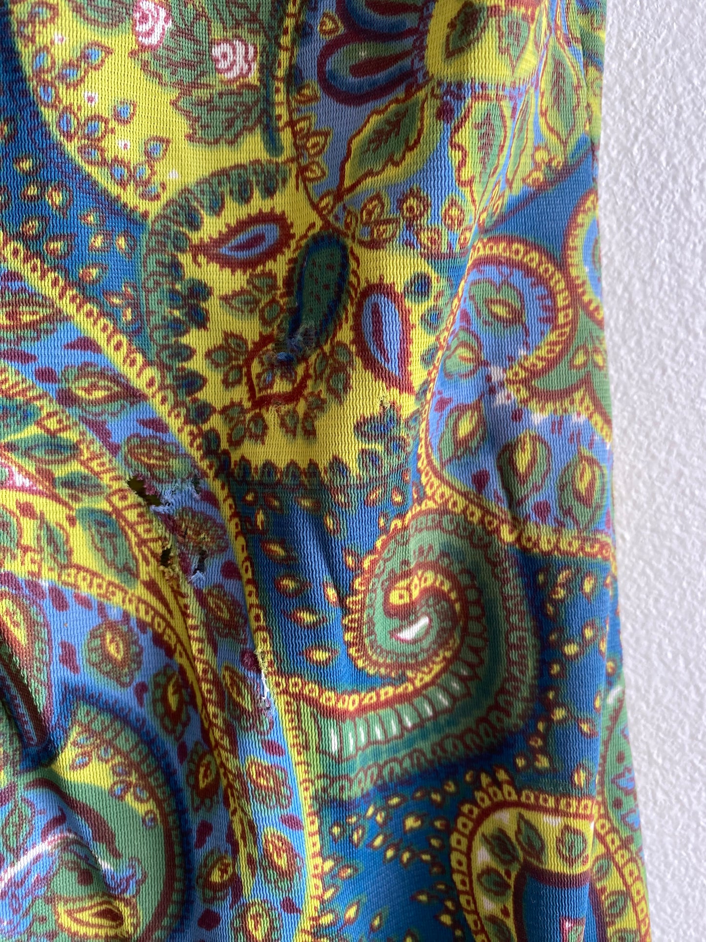 Vintage 60's Green Tone Paisley Mini Dress