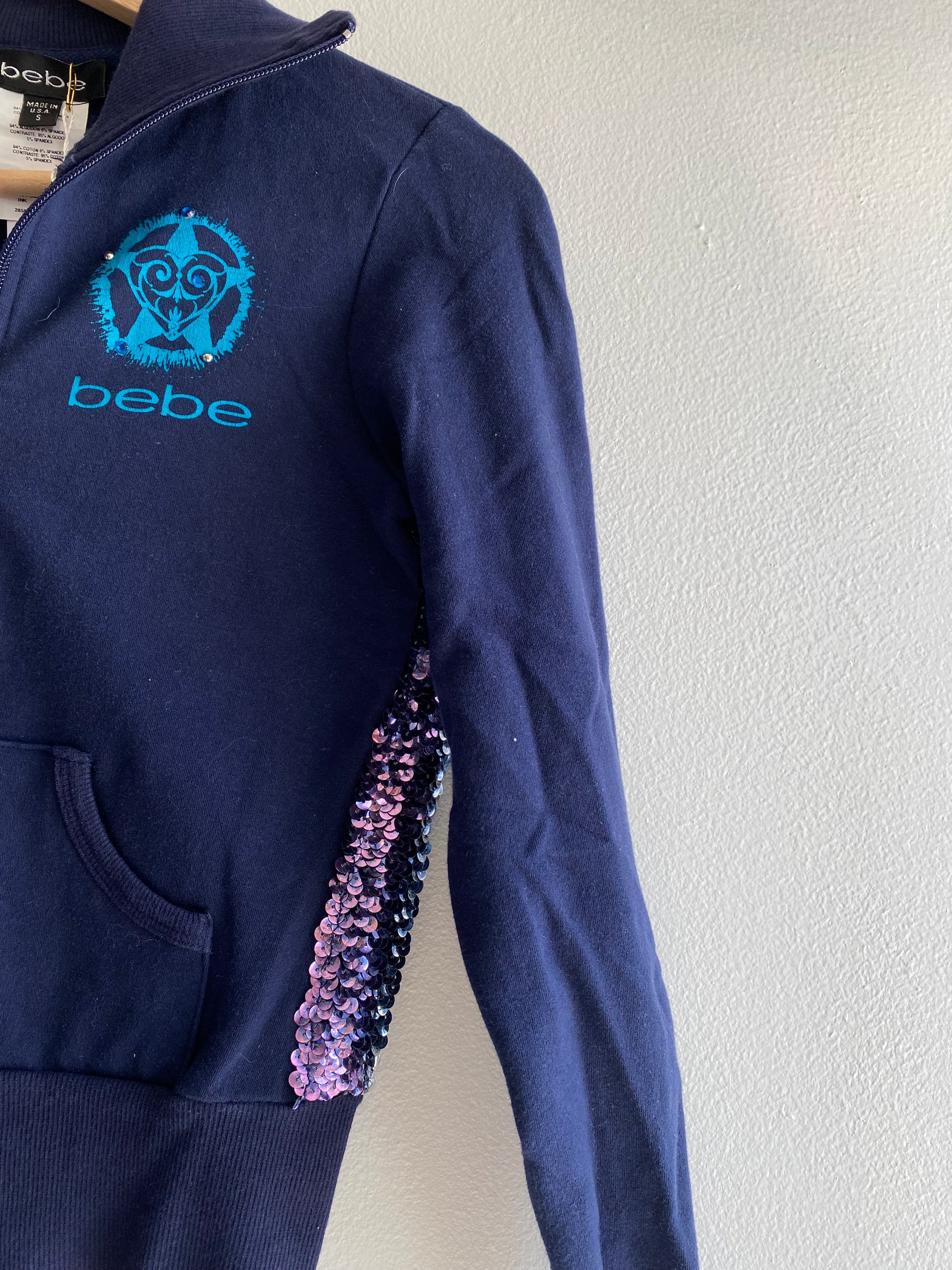 Vintage Y2K navy blue BEBE sweatshirt - La Lovely Vintage 