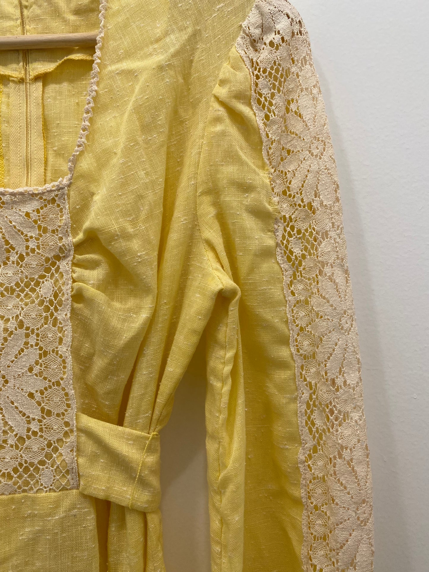 Vintage 70's Butter Yellow Prairie Dress