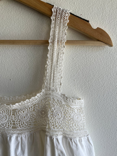 Antique Edwardian White Cotton & Crochet Camisole