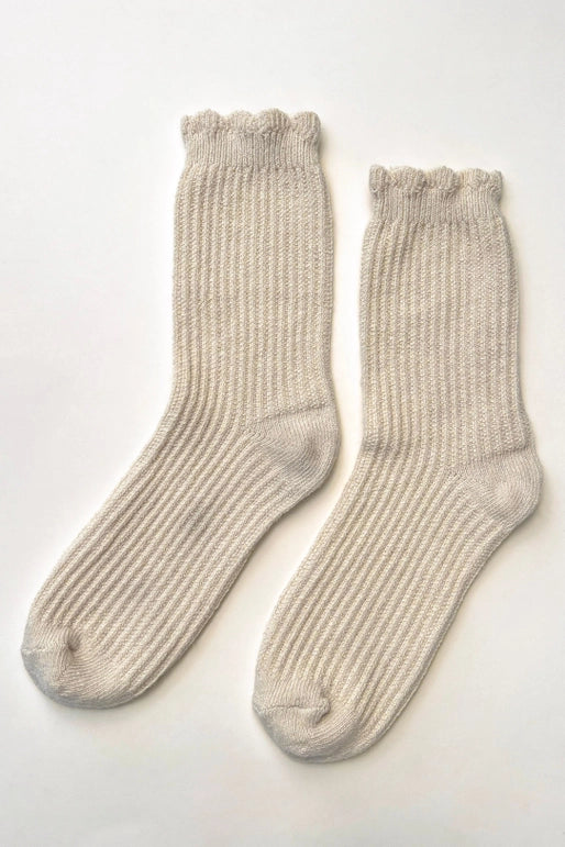 Le Bon Shoppe - Linen Scallop Socks - La Lovely Vintage 