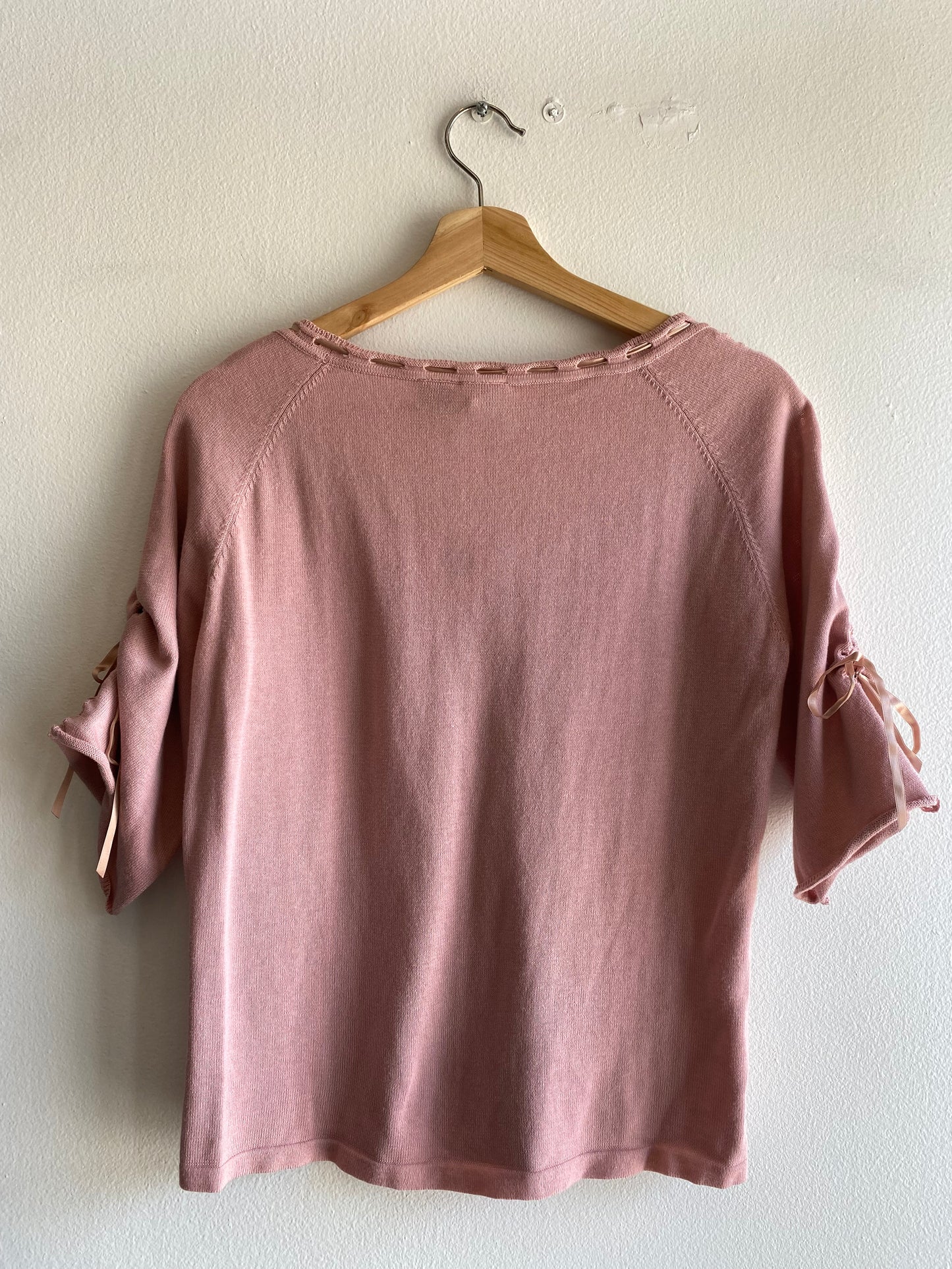 Vintage Y2K pink lace up sleeve top - La Lovely Vintage 