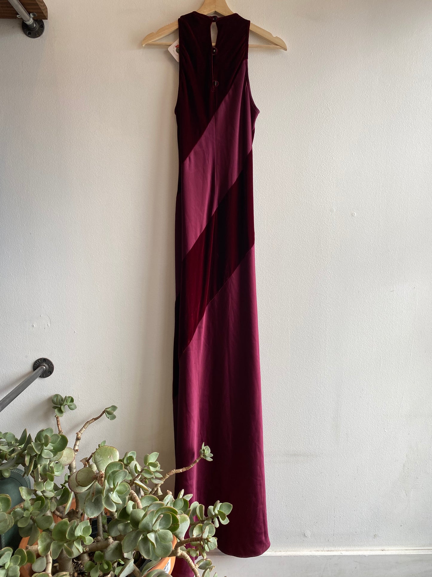 Vintage 90's Red Satin & Velvet Floor Length Dress