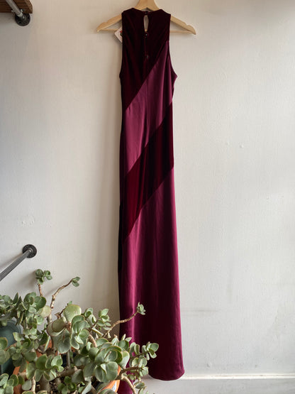 Vintage 90's Red Satin & Velvet Floor Length Dress