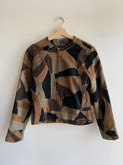 Vintage 90's Karen Arnold Patchwork Suede Leather Jacket