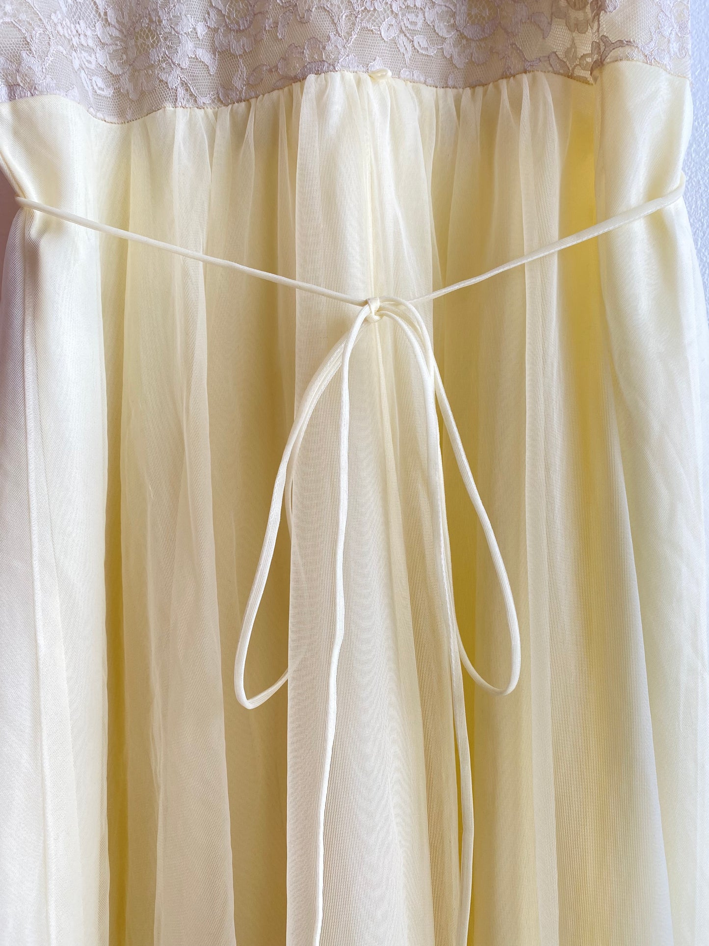 Vintage 60's Butter Yellow Lace and Mesh Slip Dress - La Lovely Vintage 