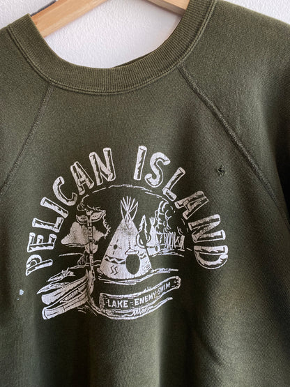 Vintage 1950’s Champion Pelican Island Short Sleeved Sweatshirt