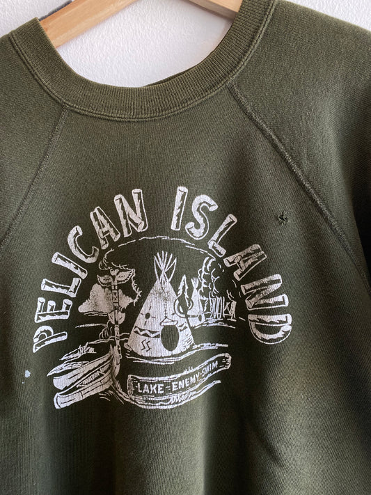 Vintage 1950’s Champion Pelican Island Short Sleeved Sweatshirt