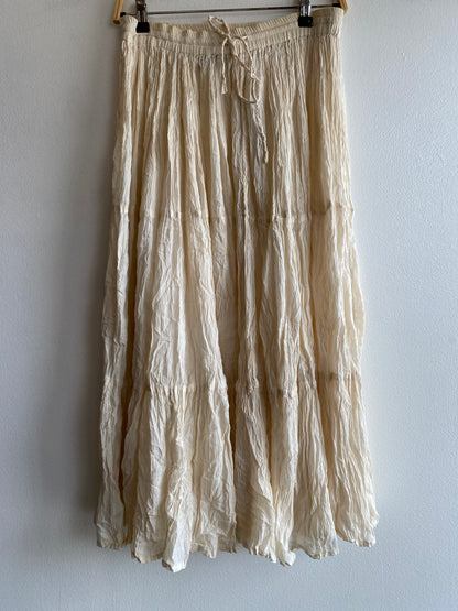 Vintage 90's Boho Cream Maxi Skirt