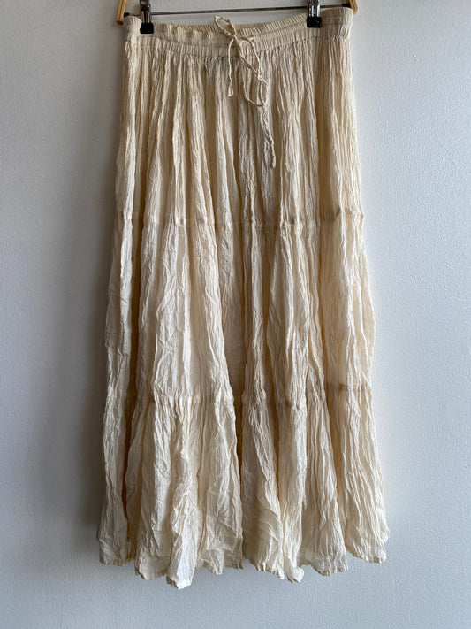 Vintage 90's Boho Cream Maxi Skirt