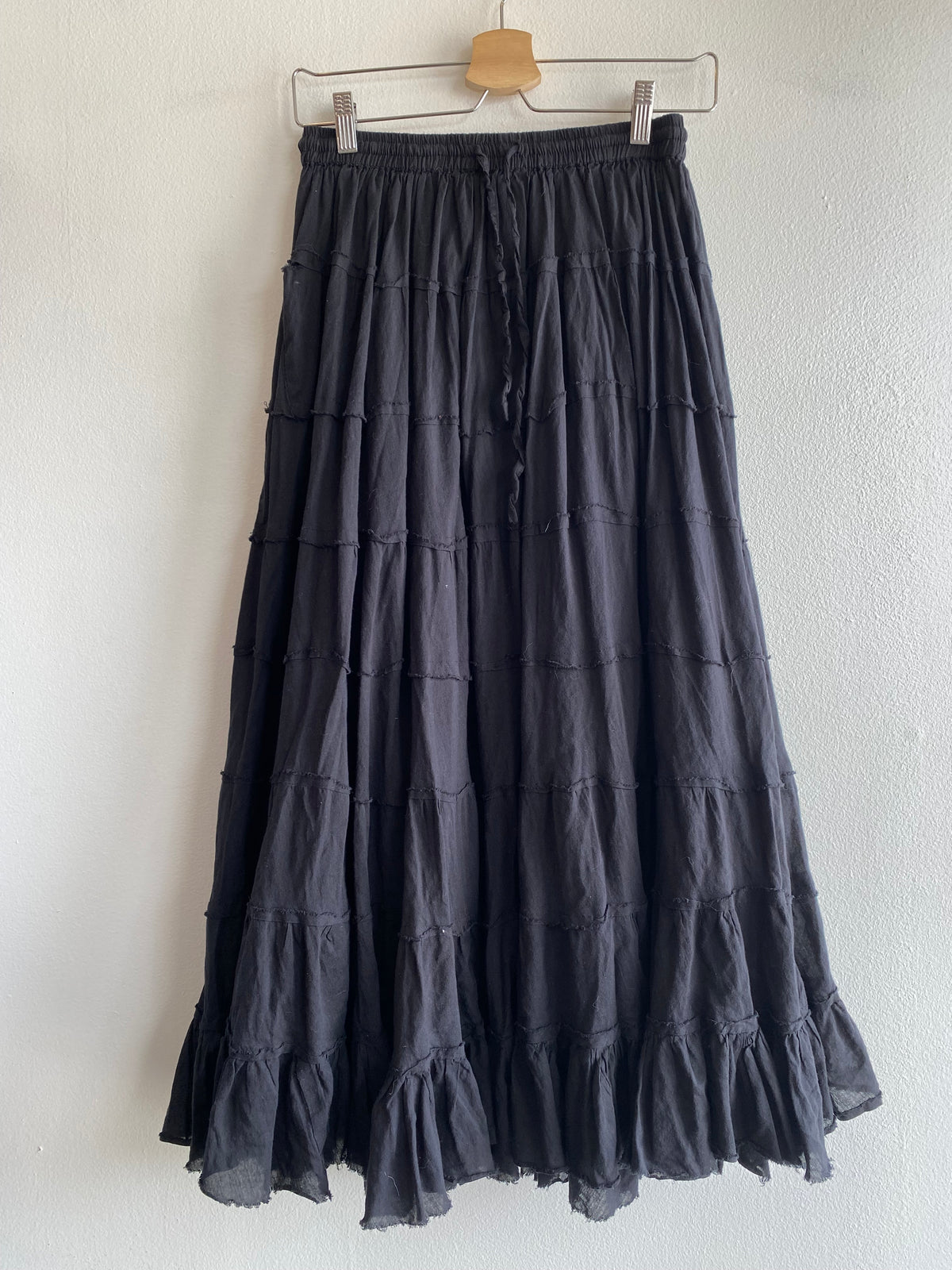 Vintage Jackpot 1990's Black Cotton Maxi Skirt