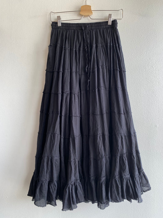 Vintage Jackpot 1990's Black Cotton Maxi Skirt