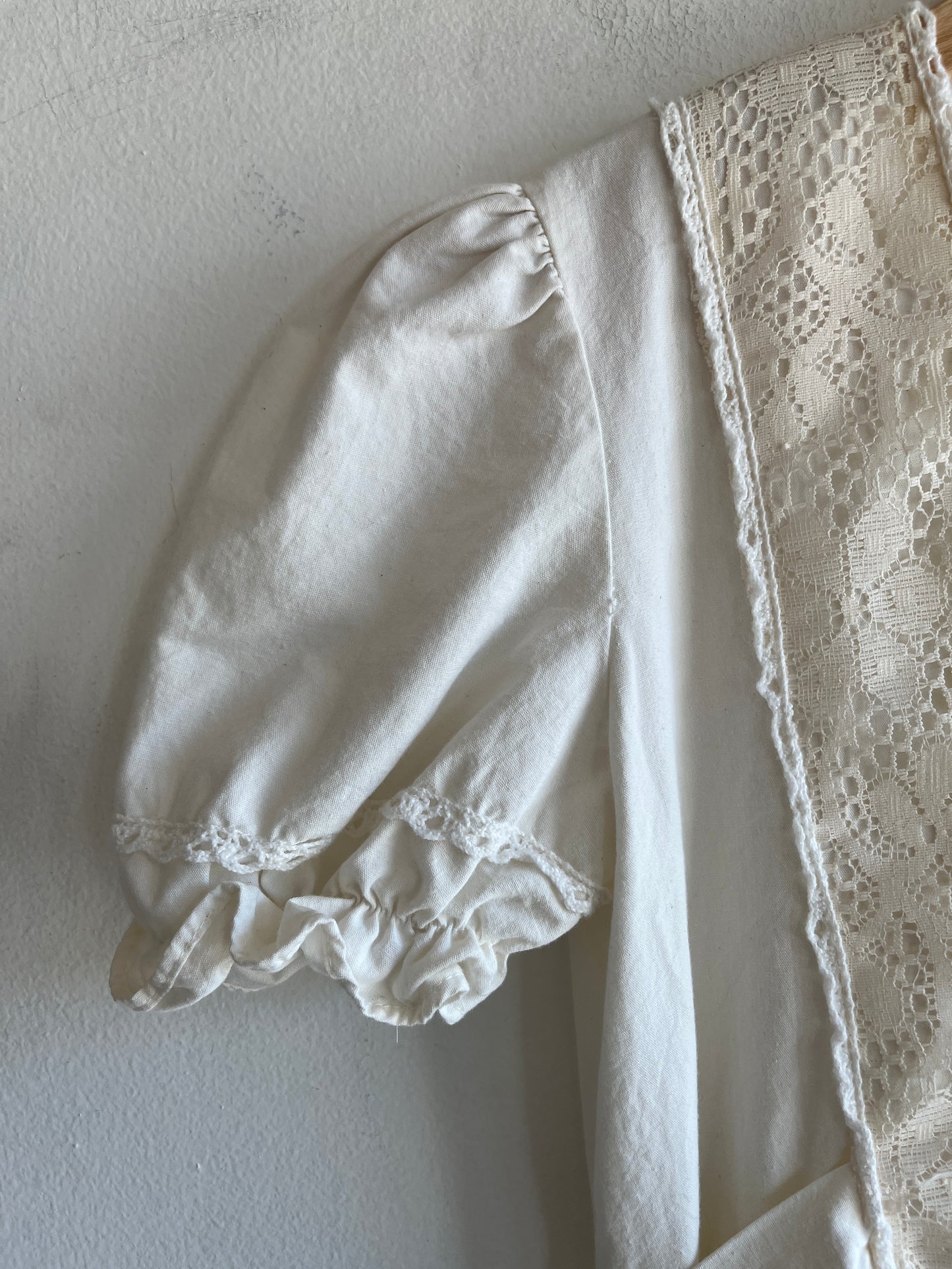 Vintage 1970’s Cotton and Lace Tie-Front Dress