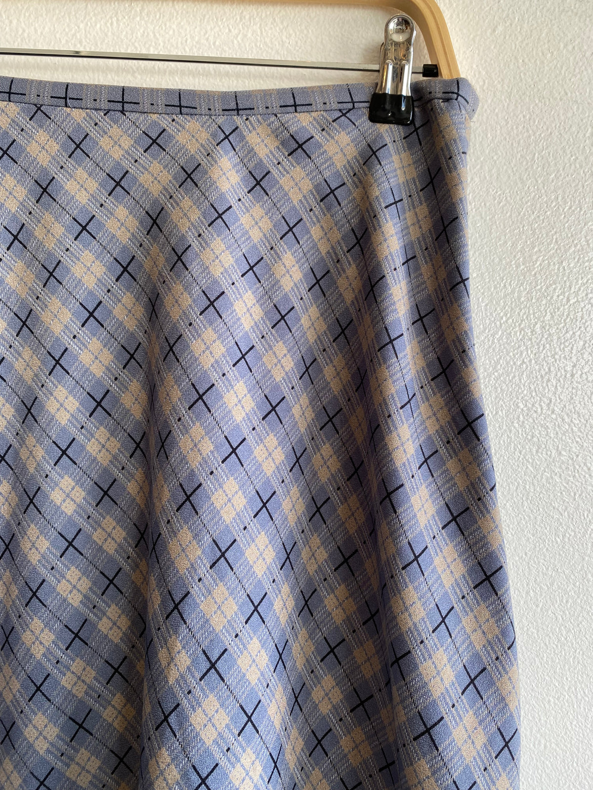 Vintage 90's Norton McNaughton Blue Plaid Midi Skirt