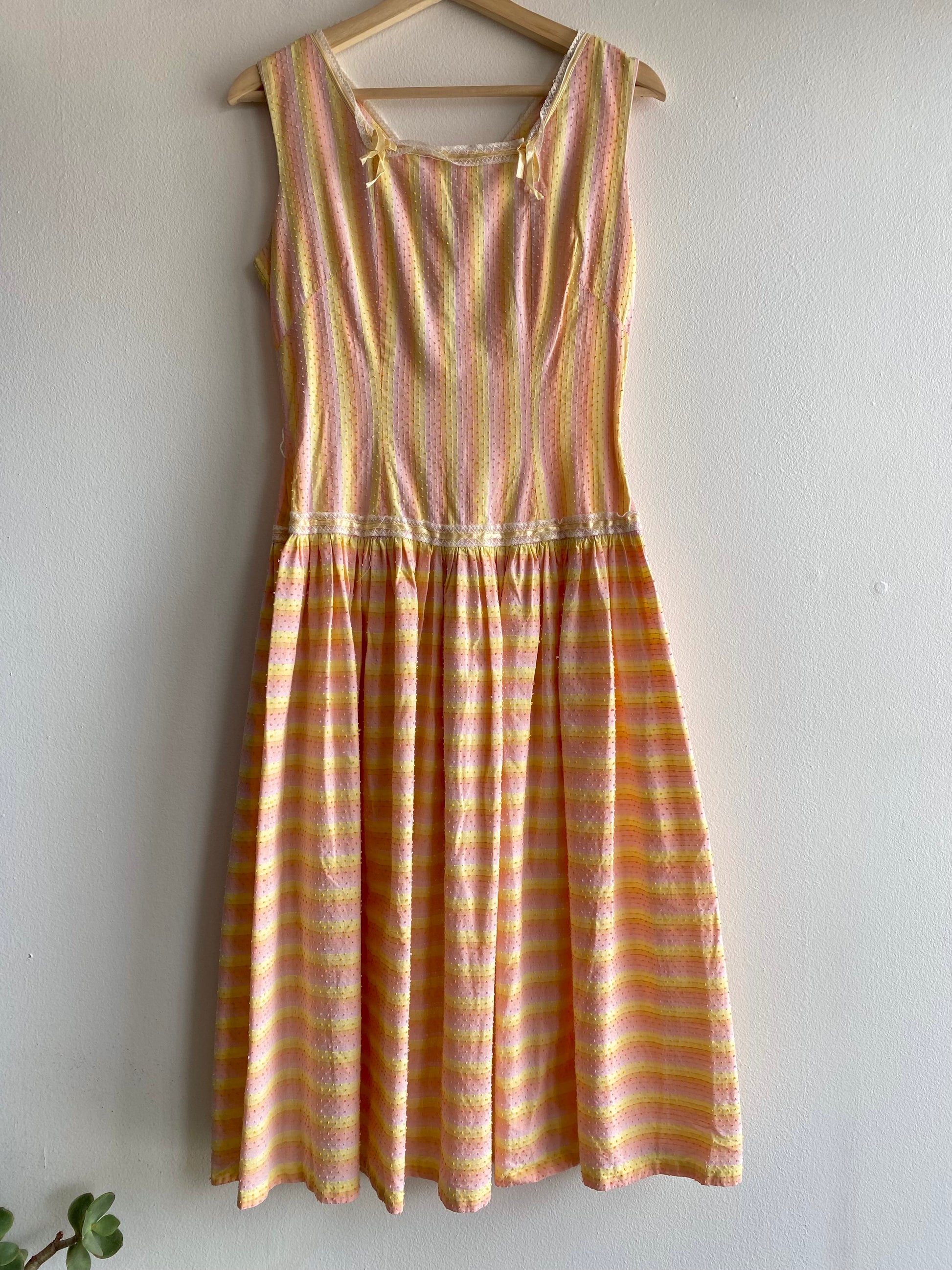 Vintage 40s/50s pinktone striped dropwaist dress - La Lovely Vintage 