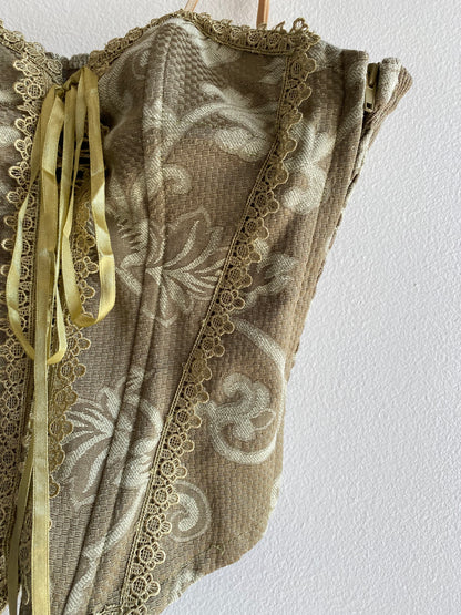 Vintage Y2K Doki Geki Olive Lace Up Fairy Top
