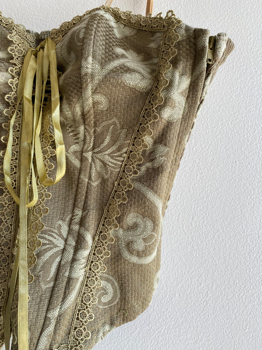 Vintage Y2K Doki Geki Olive Lace Up Fairy Top