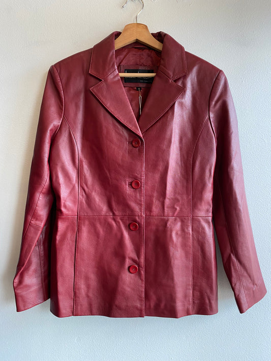Vintage 90's Ruby Red Leather Jacket