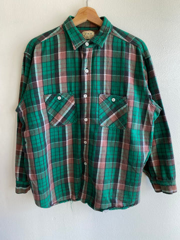 Vintage 1950’s P-N-H Cotton Flannel Button-Up Shirt