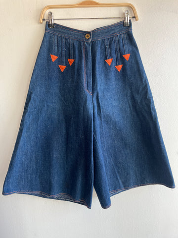 Vintage 1970’s Wide Leg Denim Culotte Shorts