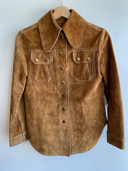 Vintage 1960/70’s Snap Front Suede Shirt Jacket - La Lovely Vintage 