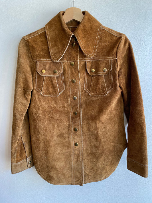 Vintage 1960/70’s Snap Front Suede Shirt Jacket - La Lovely Vintage 