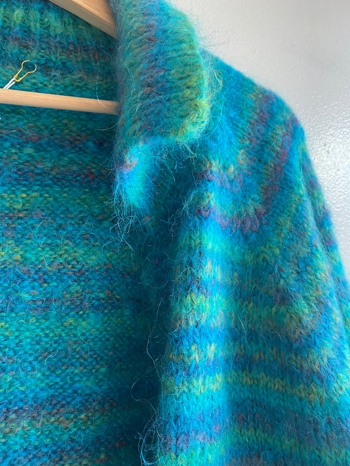 Vintage 70's Rainbow Mohair Collared Cardigan