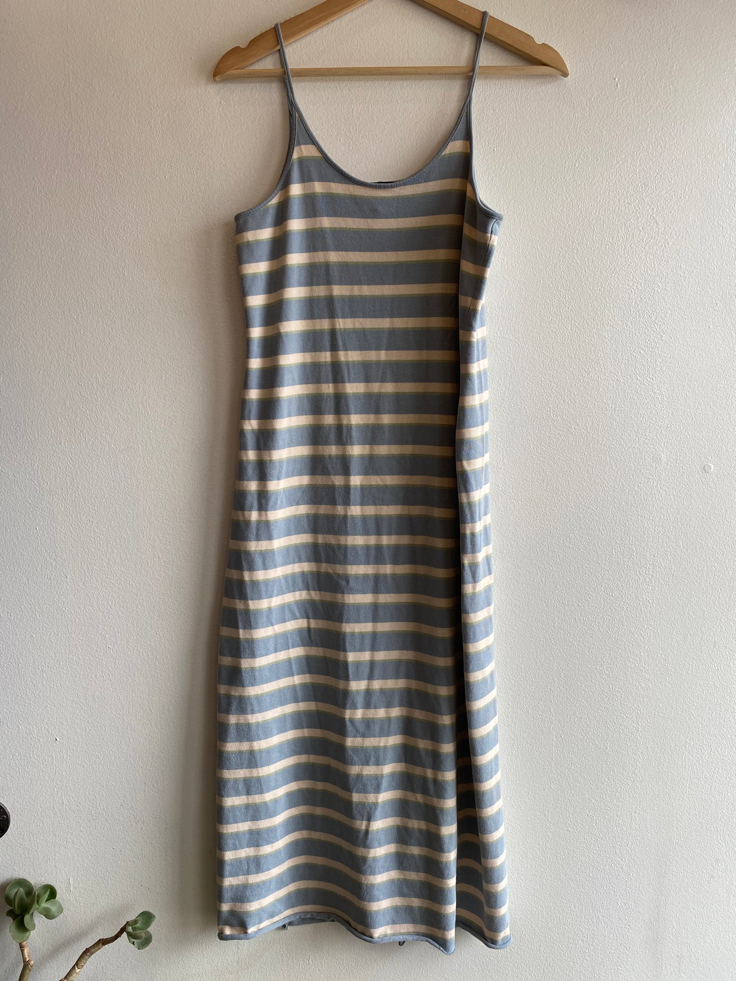 Vintage 90's Blue & White Striped Ralph Lauren Maxi Dress